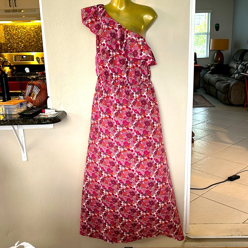 Maxi Dress Pink and Red Flowers